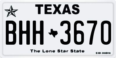 TX license plate BHH3670