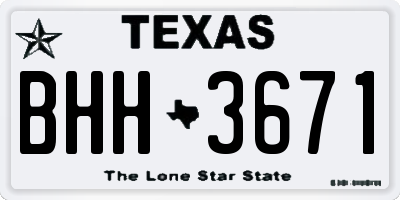 TX license plate BHH3671