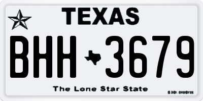 TX license plate BHH3679