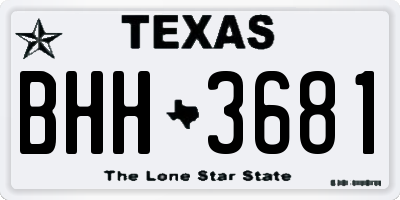 TX license plate BHH3681