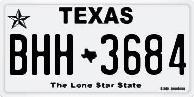 TX license plate BHH3684