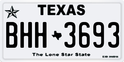TX license plate BHH3693