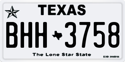 TX license plate BHH3758