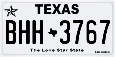 TX license plate BHH3767