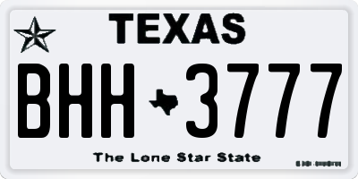 TX license plate BHH3777