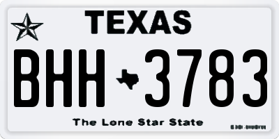 TX license plate BHH3783