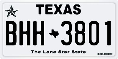 TX license plate BHH3801