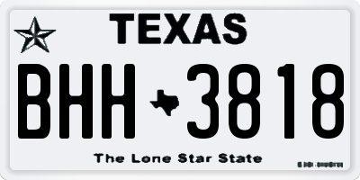 TX license plate BHH3818