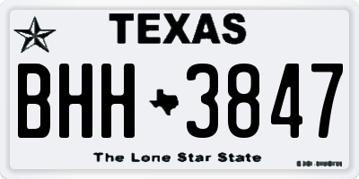 TX license plate BHH3847