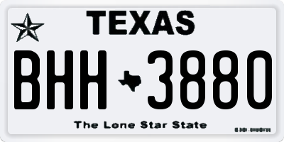 TX license plate BHH3880