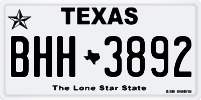 TX license plate BHH3892