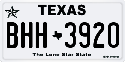 TX license plate BHH3920