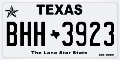TX license plate BHH3923