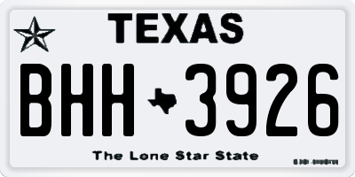 TX license plate BHH3926