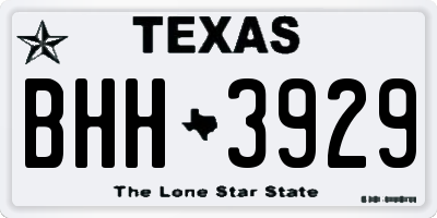 TX license plate BHH3929