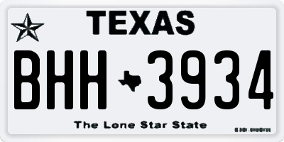 TX license plate BHH3934