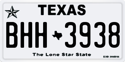 TX license plate BHH3938