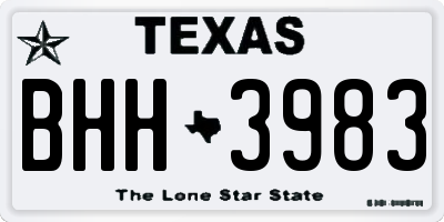 TX license plate BHH3983