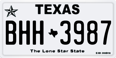 TX license plate BHH3987