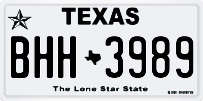 TX license plate BHH3989