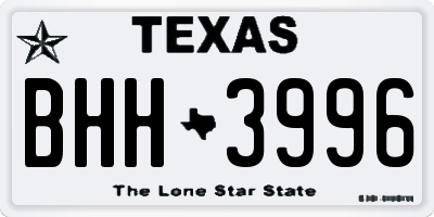 TX license plate BHH3996
