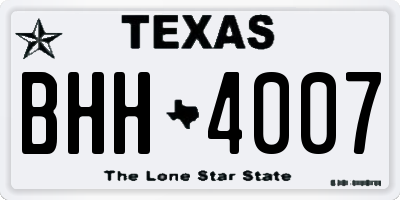 TX license plate BHH4007