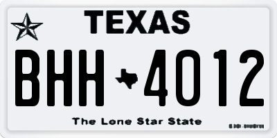 TX license plate BHH4012