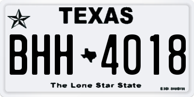 TX license plate BHH4018