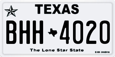 TX license plate BHH4020