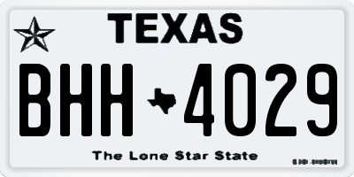 TX license plate BHH4029