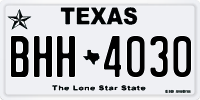 TX license plate BHH4030