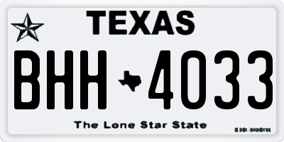TX license plate BHH4033