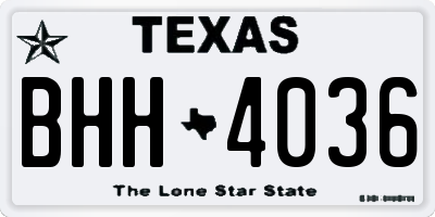 TX license plate BHH4036