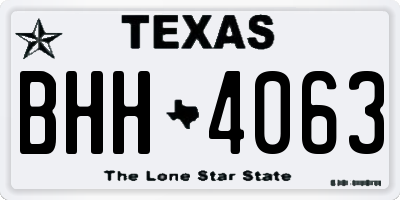 TX license plate BHH4063