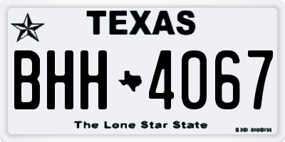 TX license plate BHH4067
