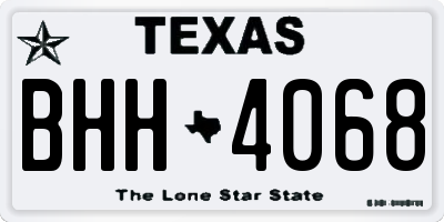 TX license plate BHH4068