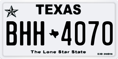 TX license plate BHH4070
