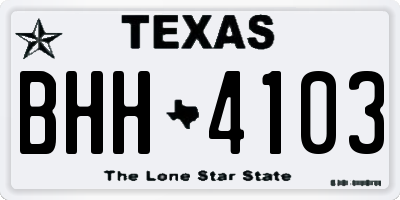 TX license plate BHH4103