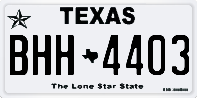 TX license plate BHH4403