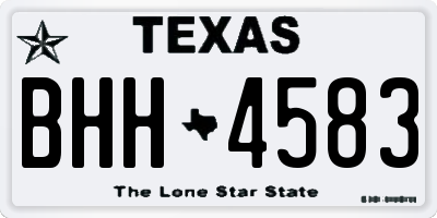 TX license plate BHH4583