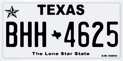 TX license plate BHH4625
