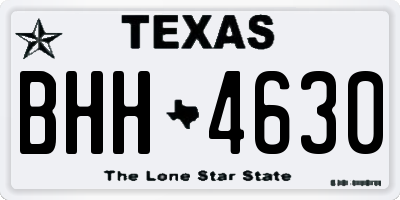 TX license plate BHH4630