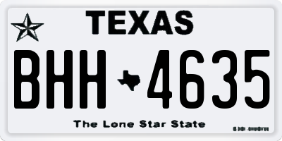 TX license plate BHH4635