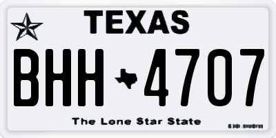 TX license plate BHH4707