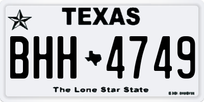 TX license plate BHH4749
