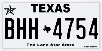 TX license plate BHH4754