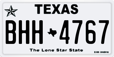 TX license plate BHH4767