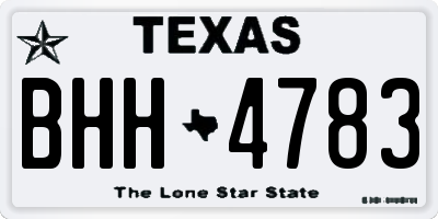 TX license plate BHH4783