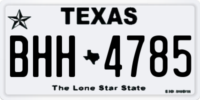 TX license plate BHH4785