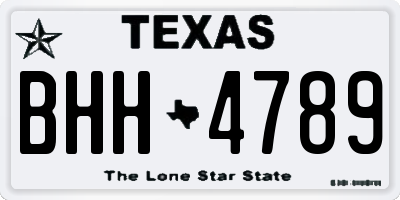 TX license plate BHH4789